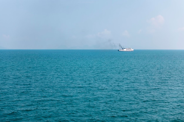 Ferry boat in Thailand linking Suratthani to Kho Samui passing by on Gulf of Thailand sea