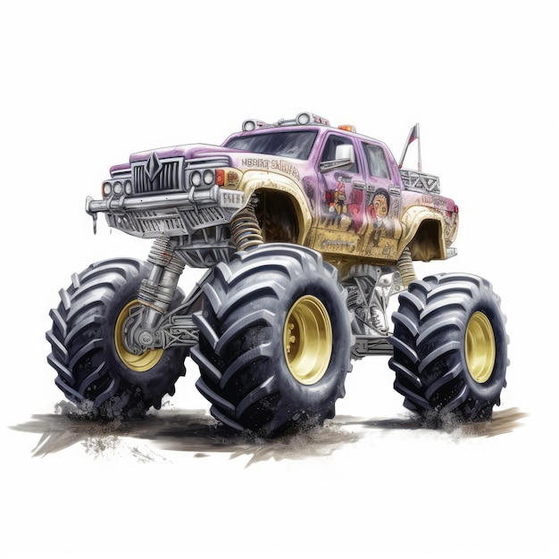 Ferry Monster Truck On White Background