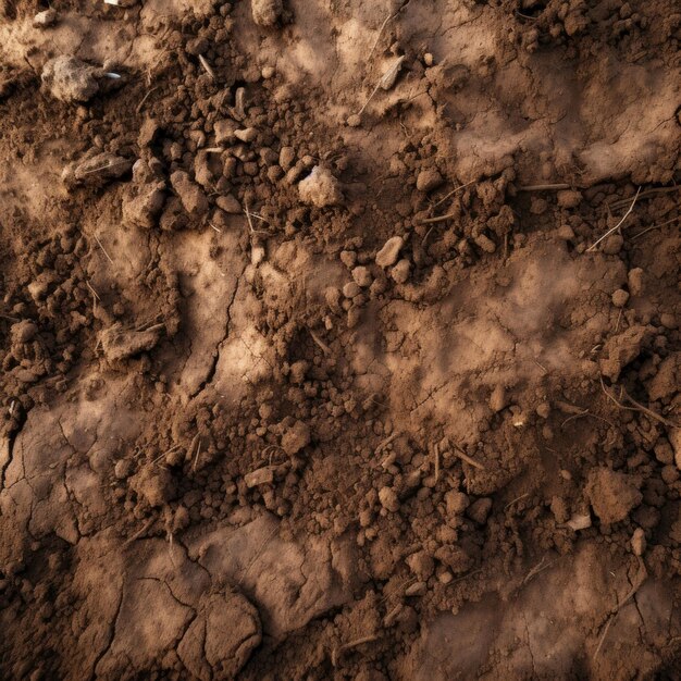 Photo fertile soil closeup texture flat lay background