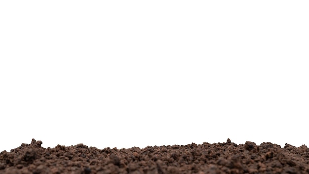 Fertile soil or isolated mound of soil on a white background