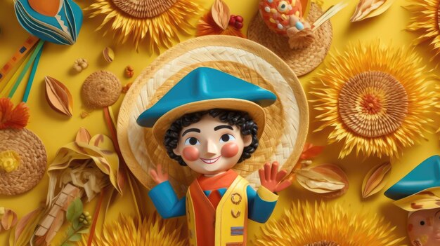 Festa Junina Paper Art and Traditional Figurines Celebrate in Style Generative AI