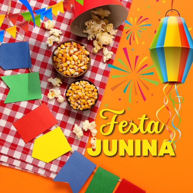 Foto festa junina benvenuti al festival brasiliano colorato post festa junina bemvindo ao brasil ilustrao do