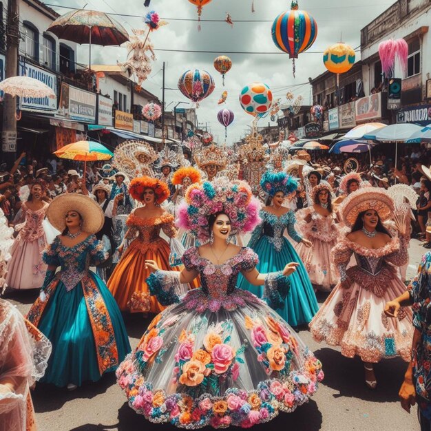 Festival and balloons realistic photo