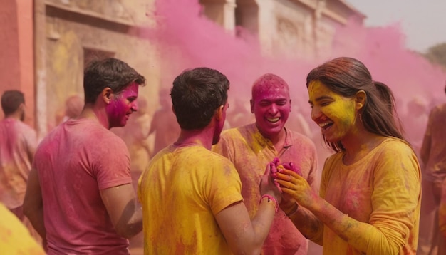 Foto il colore della festa della celebrazione del giorno di holi