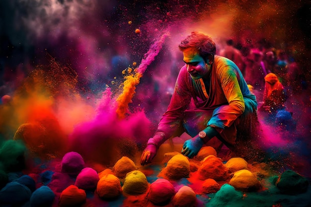 Foto festival dei colori in india polvere colorata