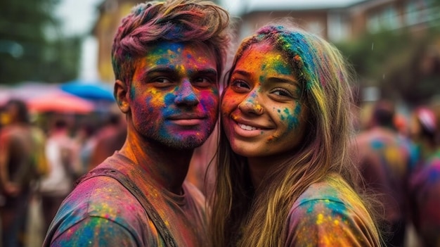 Festival kleurrijk geschilderde gelukkige volkeren