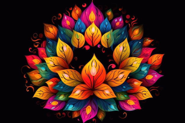 Festival of lights floral symbol generative ai