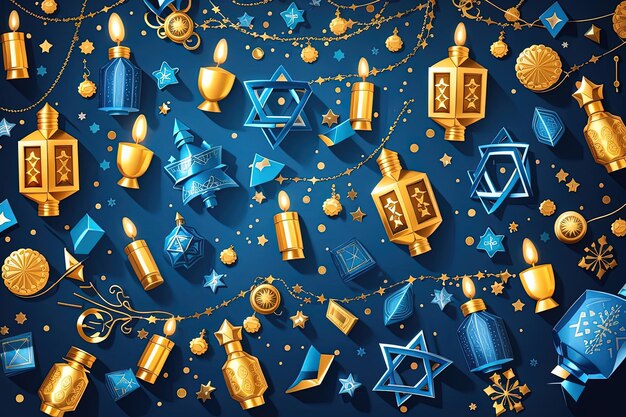 Photo festival of lights hanukkah star menorah and joyful background