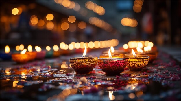 A festival of lights with a bunch of candles in the background