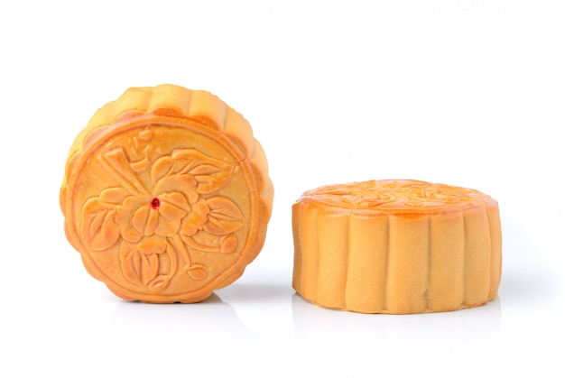 Festival moon cake on white