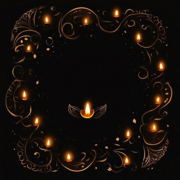 写真 黒い背景のろうそくの光の祭りのシンボル