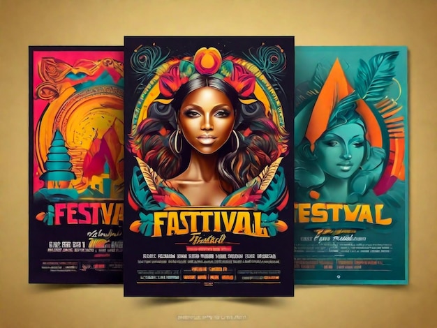 Festival Poster Template met Spotlights Bokeh Concert Party Theater Dans Presentatie Show Design Leeg Scene met Stage Curtain Vector illustratie