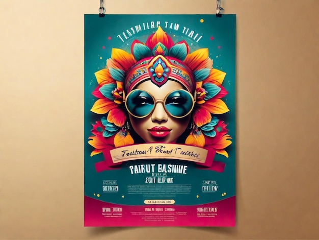 Festival Poster Template met Spotlights Bokeh Concert Party Theater Dans Presentatie Show Design Leeg Scene met Stage Curtain Vector illustratie