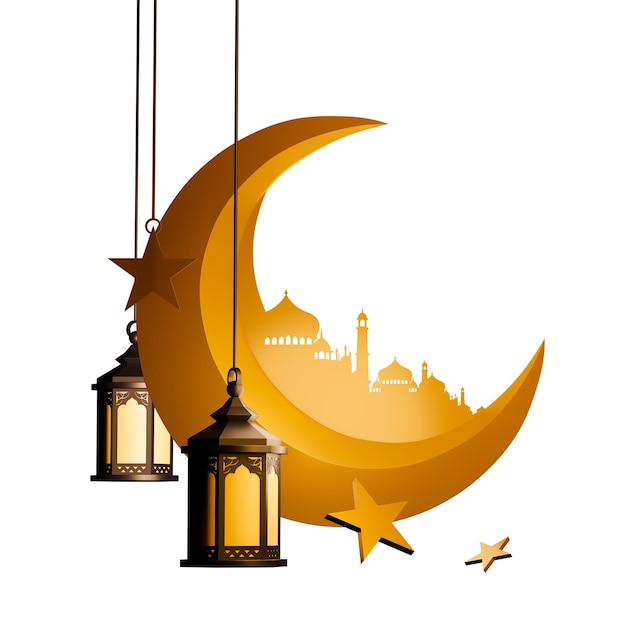 Festival voor islamitische heilige maand Ramadan Kareem geïsoleerde achtergrond 3D illustratie