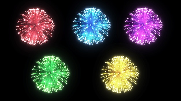 Festival vuurwerk. vuurwerk barst in verschillende vormen