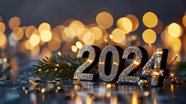 Праздничный фон празднования Нового года 2024 года
