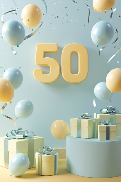 風船でお祝いの50歳の誕生日の品揃え