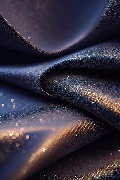 Festive abstract glittery background Fashion shiny dark fabric Selective focus