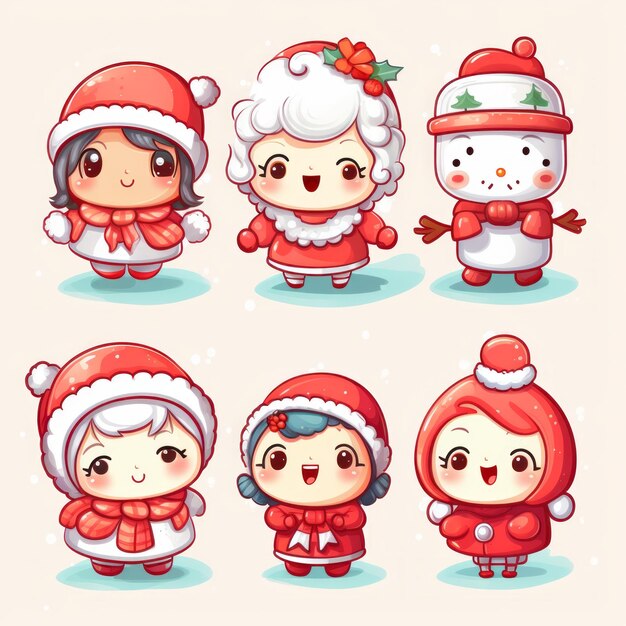 Premium AI Image  Festive and Adorable Exploring the Charm of Cute Christmas Clipart Kawaii