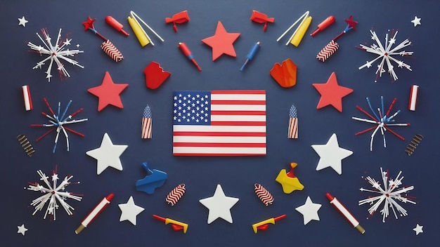 Festive arrangement of 4th of july elements