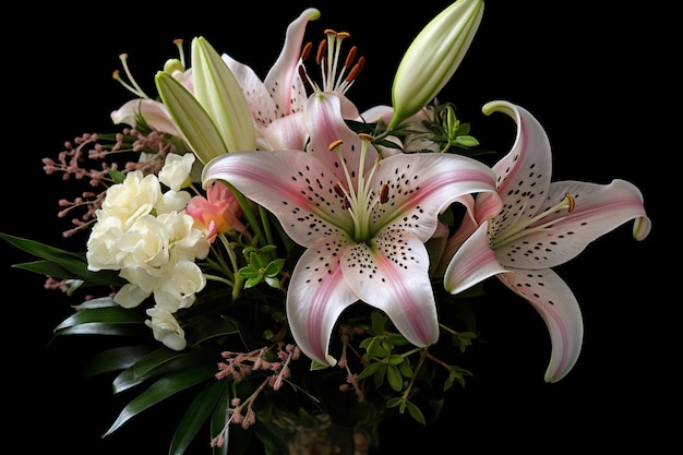 Photo festive arrangement of a lily bouquet for special occasions like weddings or anniversaries