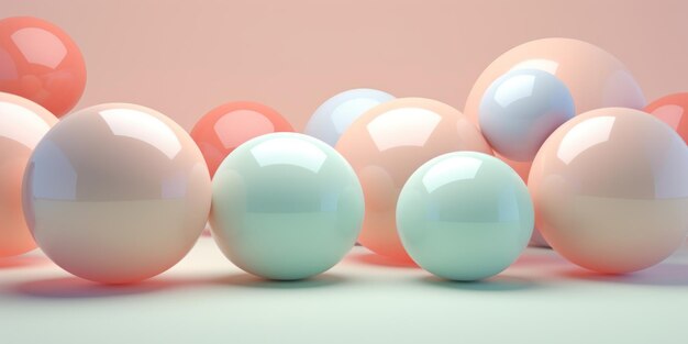 Photo festive array floating spheres against a pink canvas