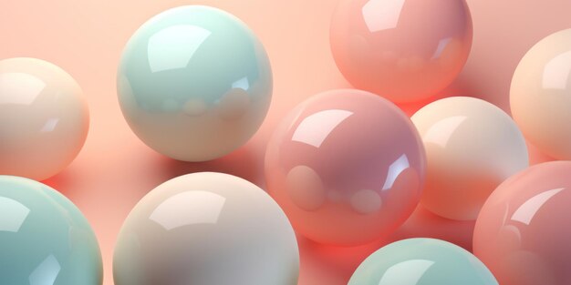 Festive array floating spheres against a pink canvas