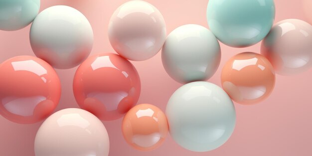 Festive array floating spheres against a pink canvas