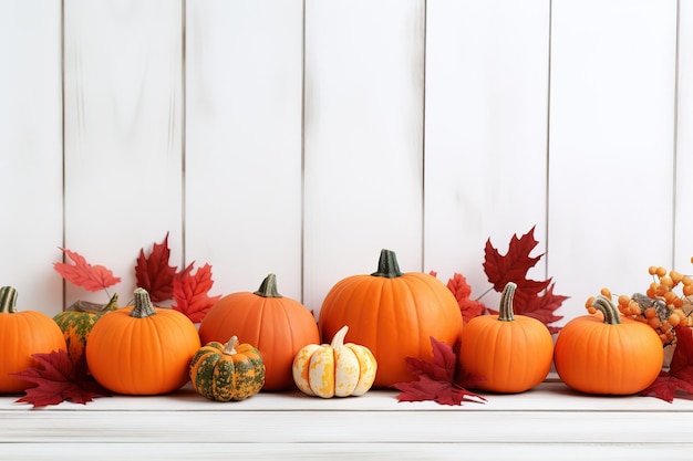 Festive autumn decor made of pumpkins