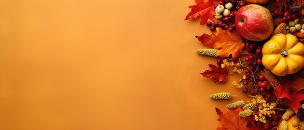 Festive autumn and Happy Thanksgiving decor from pumpkins berries and leaves Ai Generated