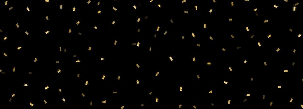 Photo festive background with falling gold foil confetti on black for design