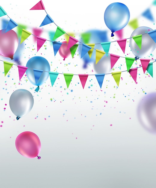 Festive background with flags and balloons