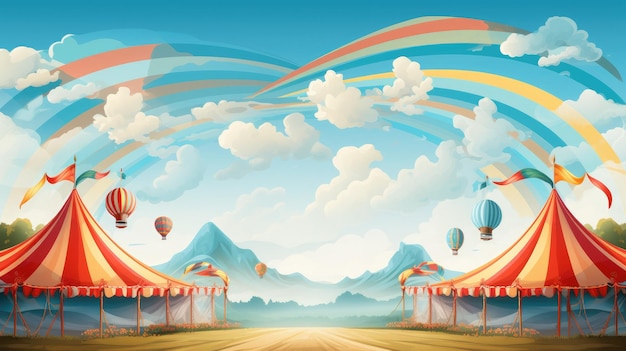 festive background with a lively Oktoberfest tent