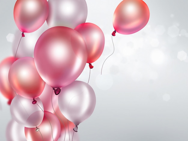 Festive background with pink balloons