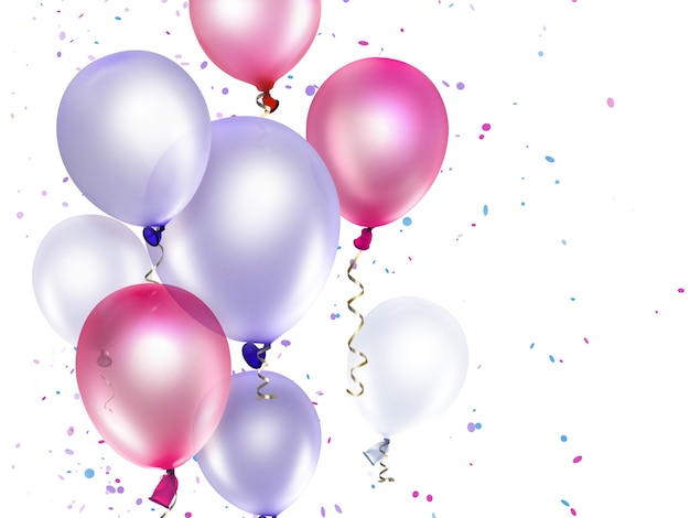 Festive background with pink and purple balloons