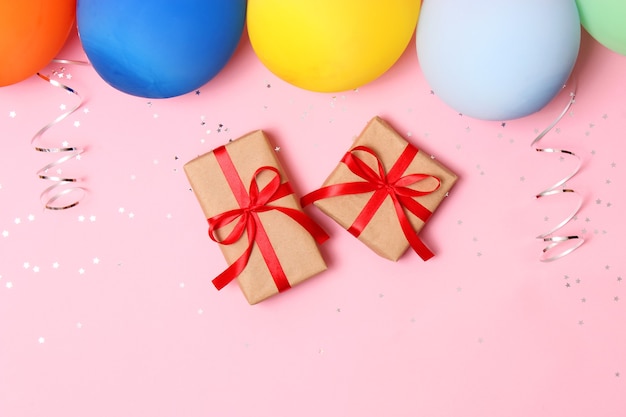 Festive birthday background on colored background with place for text