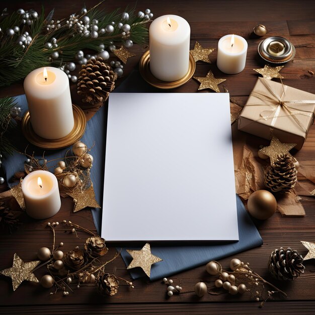 Festive Blank Canvas TopView Empty Paper for Christmas Creativity