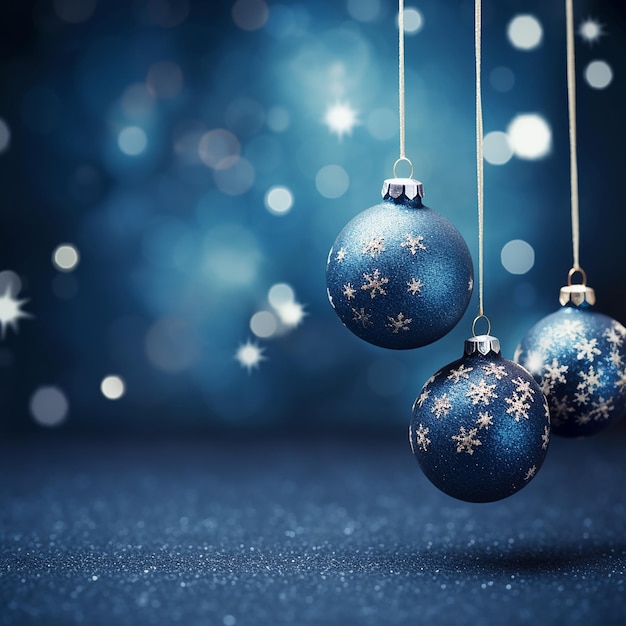Festive Blue Christmas with Baubles Background Delight
