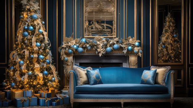 Festive blue and gold holiday