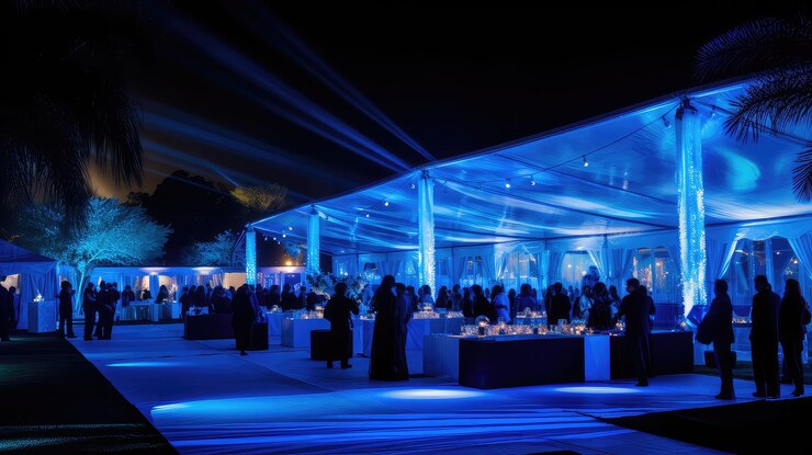 Photo festive blue party background