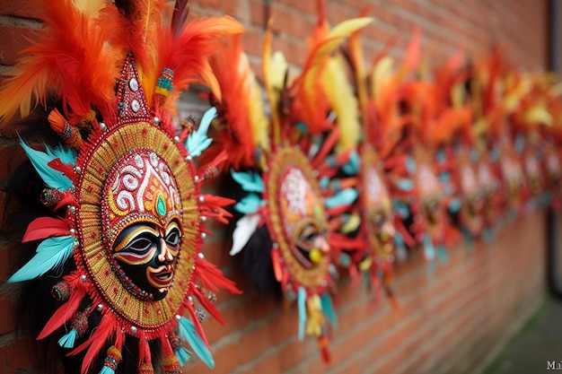 Photo festive carnival parade on brick wall