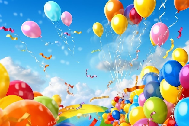 Festive Celebrations Background with Balloons and Birthday Elements Generative AI