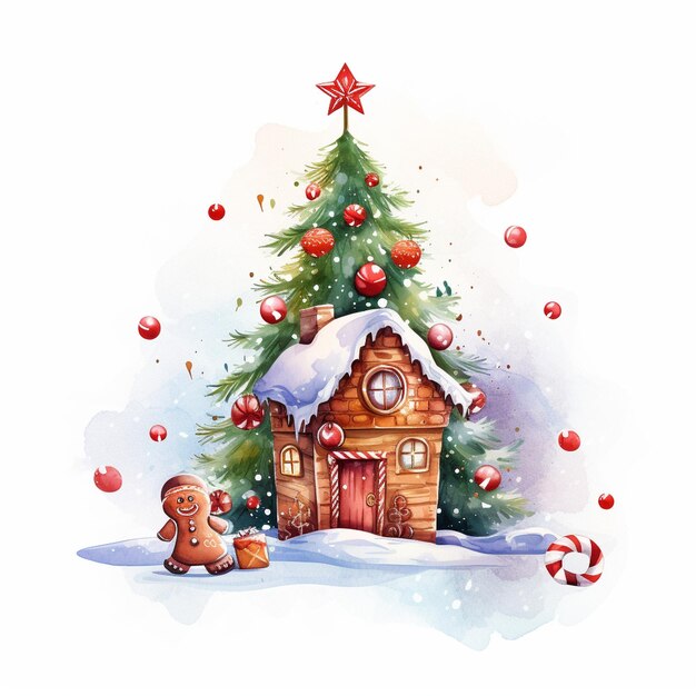 Photo festive cheerful christmasthemed illustrations common christmas symbols