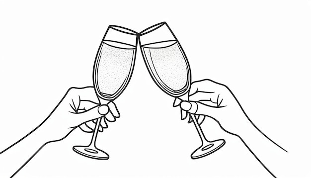 Photo festive cheers toast a continuous line vector illustration