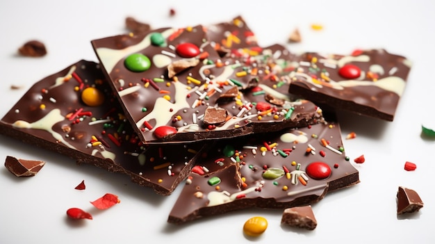 festive chocolate bark with sprinkles and candy pieces AI Generative