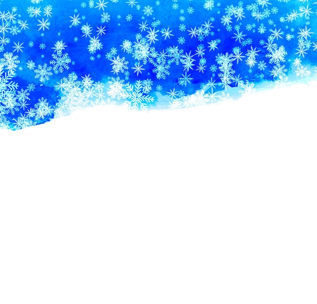 Foto fondo blu festivo di natale con i fiocchi di neve