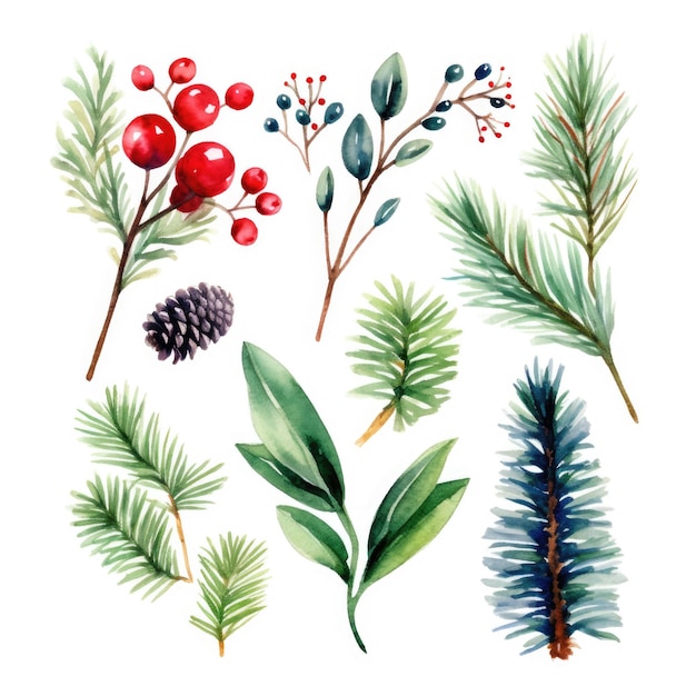 Photo festive christmas botanical illustration