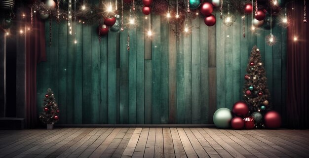 Photo festive christmas decor on wooden slats