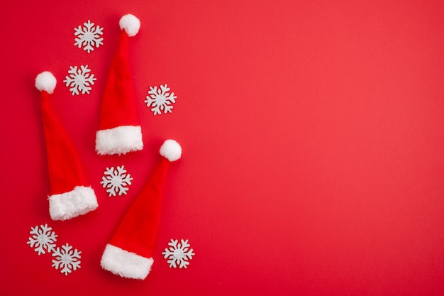 Festive christmas decoration, red Santa hats