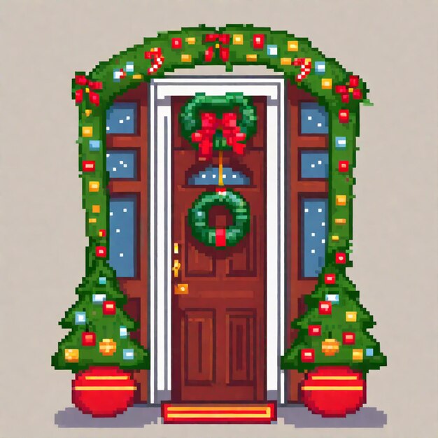 Photo festive christmas front door decor